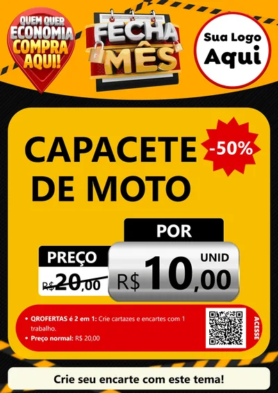 Modelo de Cartaz para Cartaz A4 Vertical com o tema Fecha Mês para Moto peças