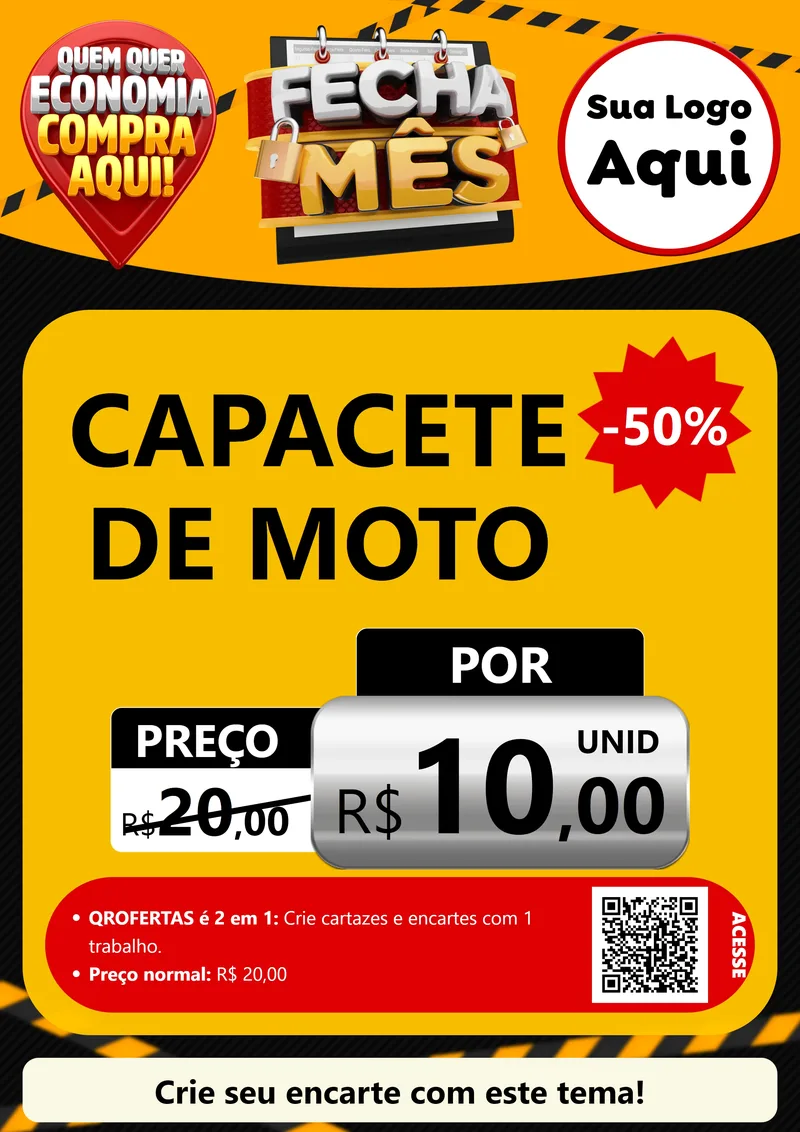 Modelo de Cartaz para Cartaz A4 Vertical com o tema Fecha Mês para Moto peças