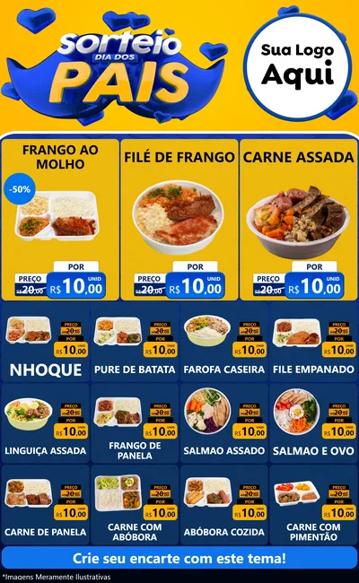 Modelo de Encarte para Encarte Grande com o tema Sorteio Dia dos Pais para Restaurante