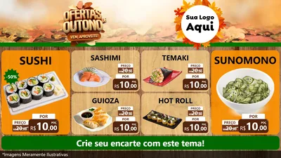 Modelo de TV para TV Horizontal com o tema Ofertas de Outono - Vem, Aproveite! para Comida japonesa