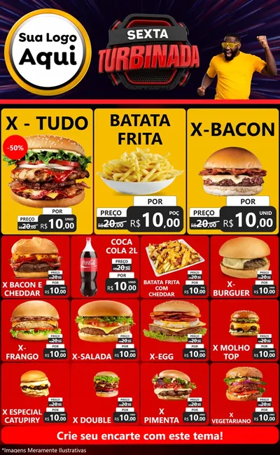 Modelo de Encarte para Encarte Grande com o tema Sexta Turbinada para Hamburgueria