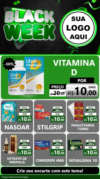 Modelo de Rede Social para Stories com o tema Black Week para Farmácia