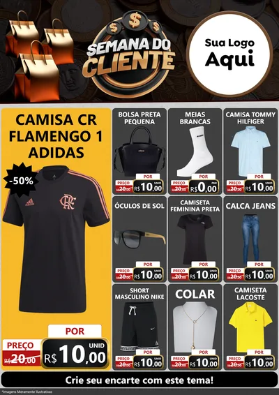 Modelo de Encarte para Encarte A4 Vertical com o tema Semana do Cliente para Roupas e acessórios