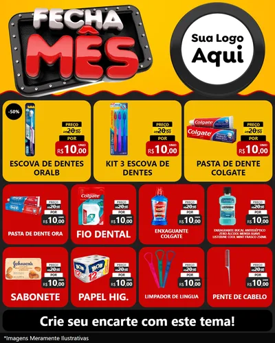 Modelo de Rede Social para Feed Instagram com o tema Fecha Mês para Higiene Pessoal