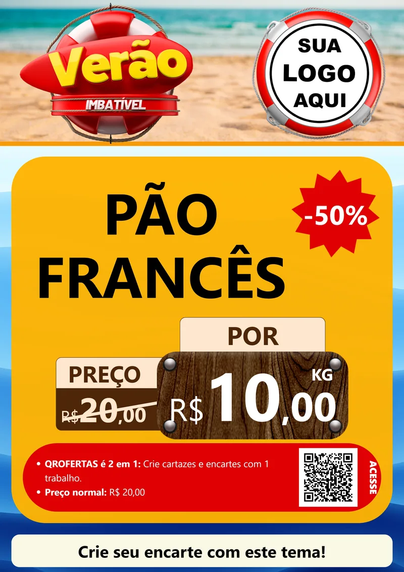 Modelo de Cartaz para Cartaz A4 Vertical com o tema Verão Imbatível para Padaria