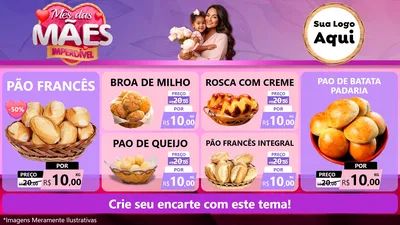 Modelo de TV para TV Horizontal com o tema Mês das Mães Imperdível para Padaria
