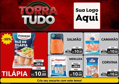 Modelo de Encarte para Encarte A4 Horizontal com o tema Torra Tudo para Peixaria