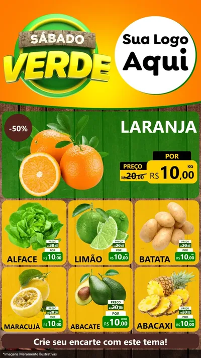 Modelo de Rede Social para Stories com o tema Sábado Verde para Hortifrúti