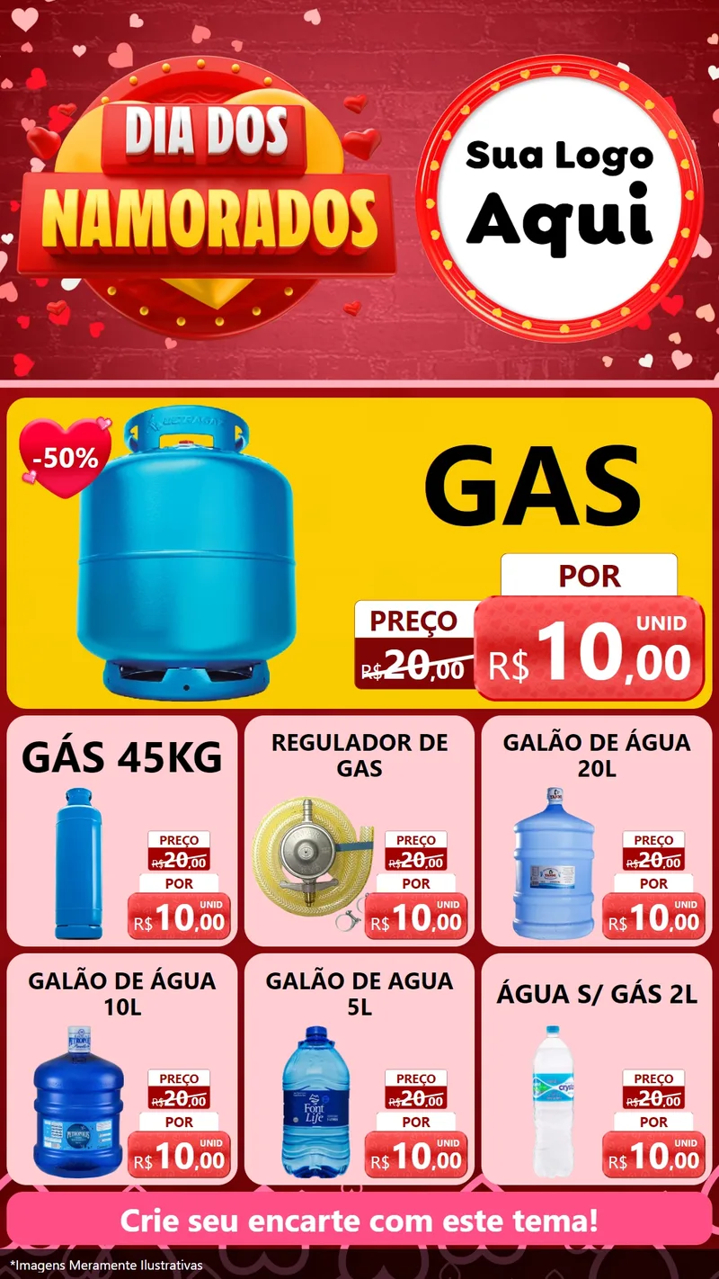 Modelo de Rede Social para Stories com o tema Dia Dos Namorados para Água e gás