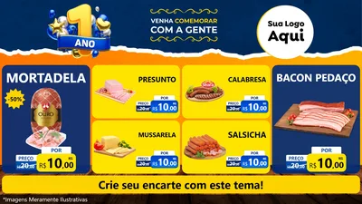 Modelo de TV para TV Horizontal com o tema Um Ano de Aniversário para Frios e Laticínios