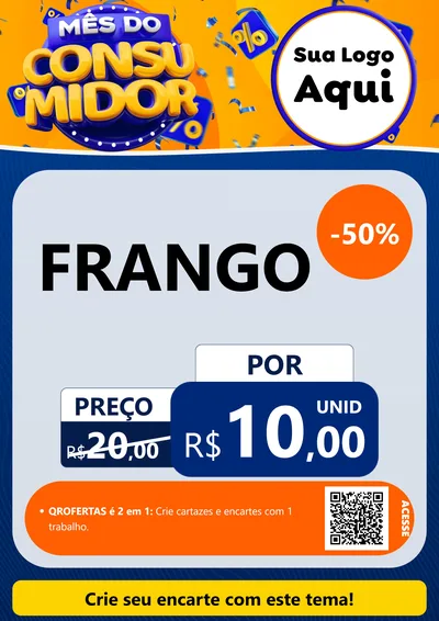 Modelo de Cartaz para Cartaz A4 Vertical com o tema Mês do Consumidor para Assados