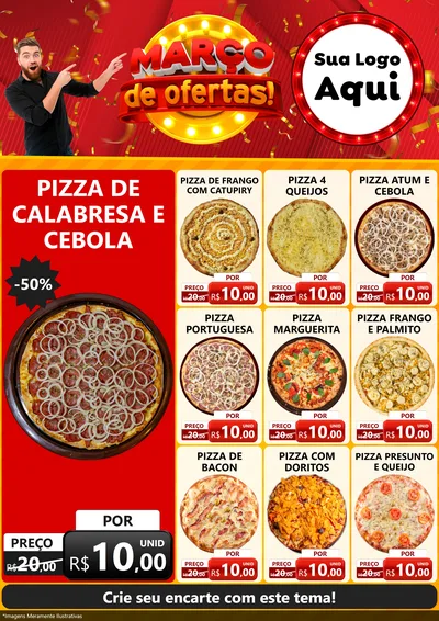 Modelo de Encarte para Encarte A4 Vertical com o tema Março de Ofertas! para Pizzaria