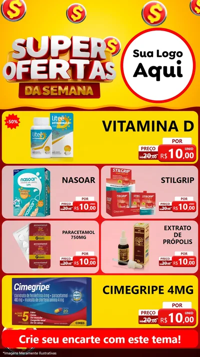 Modelo de TV para TV Vertical com o tema Super Ofertas da Semana - Farmácia para Farmácia