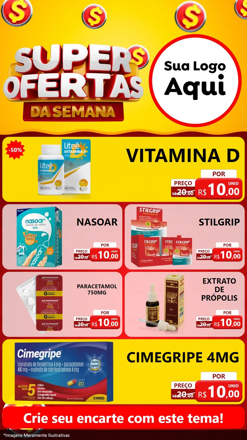 Modelo de TV para TV Vertical com o tema Super Ofertas da Semana - Farmácia para Farmácia