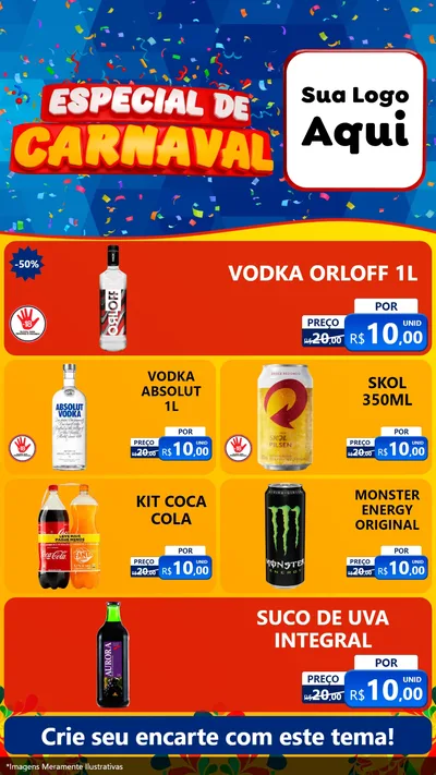 Modelo de TV para TV Vertical com o tema Especial de Carnaval para Distribuidora de bebidas