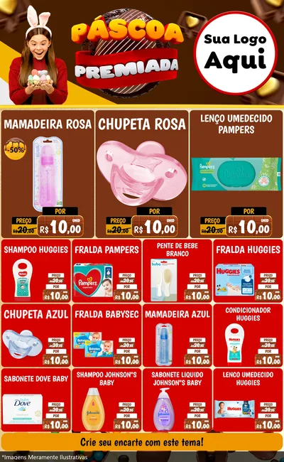 Modelo de Encarte para Encarte Grande com o tema Páscoa Premiada para Bebês