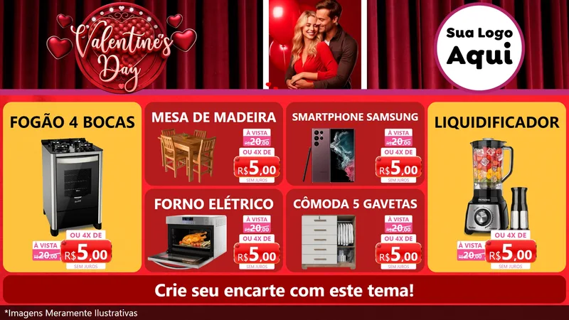 Modelo de TV para TV Horizontal com o tema Valentine's Day para Móveis e Eletro