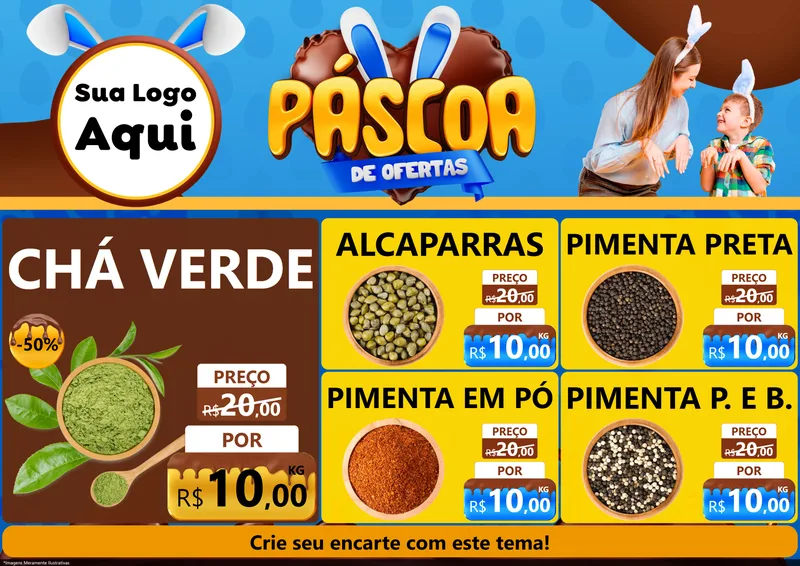 Modelo de Encarte para Encarte A4 Horizontal com o tema Páscoa de Ofertas para Produtos Naturais