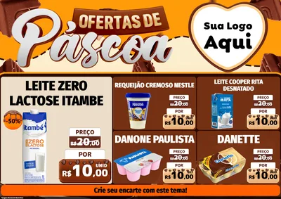 Modelo de Encarte para Encarte A4 Horizontal com o tema Ofertas de Páscoa para Frios e Laticínios