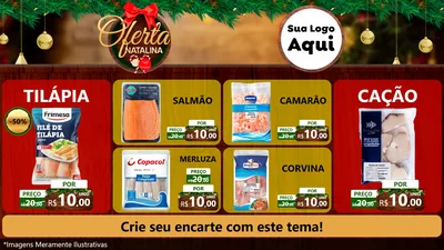 Modelo de TV para TV Horizontal com o tema Ofertas Natalina para Peixaria