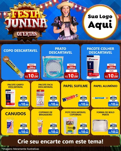 Modelo de Rede Social para Feed Instagram com o tema Festa Junina Ofertas para Embalagens