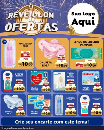 Modelo de Rede Social para Feed Instagram com o tema Réveillon de Ofertas para Bebês