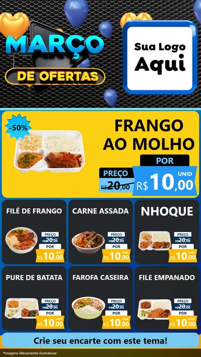 Modelo de Rede Social para Stories com o tema Março de Ofertas para Restaurante
