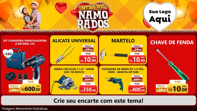 Modelo de TV para TV Horizontal com o tema Arraiá dos Namorados para Maquinas e Ferramentas
