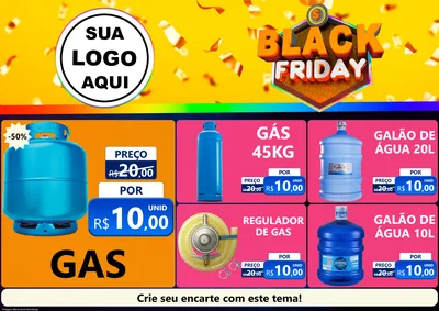 Modelo de Encarte para Encarte A4 Horizontal com o tema Black Friday para Água e gás