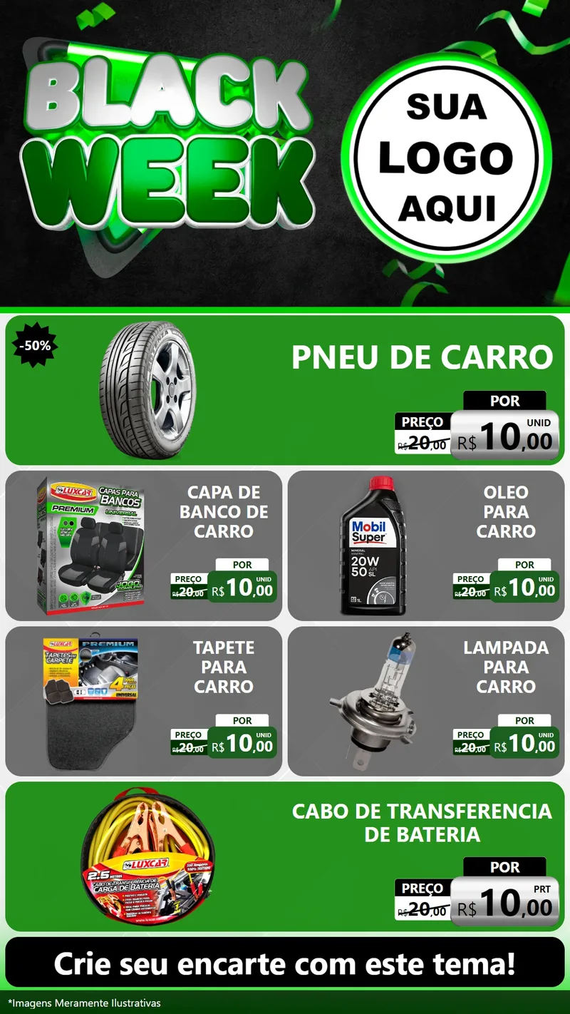 Modelo de TV para TV Vertical com o tema Black Week para Auto peças