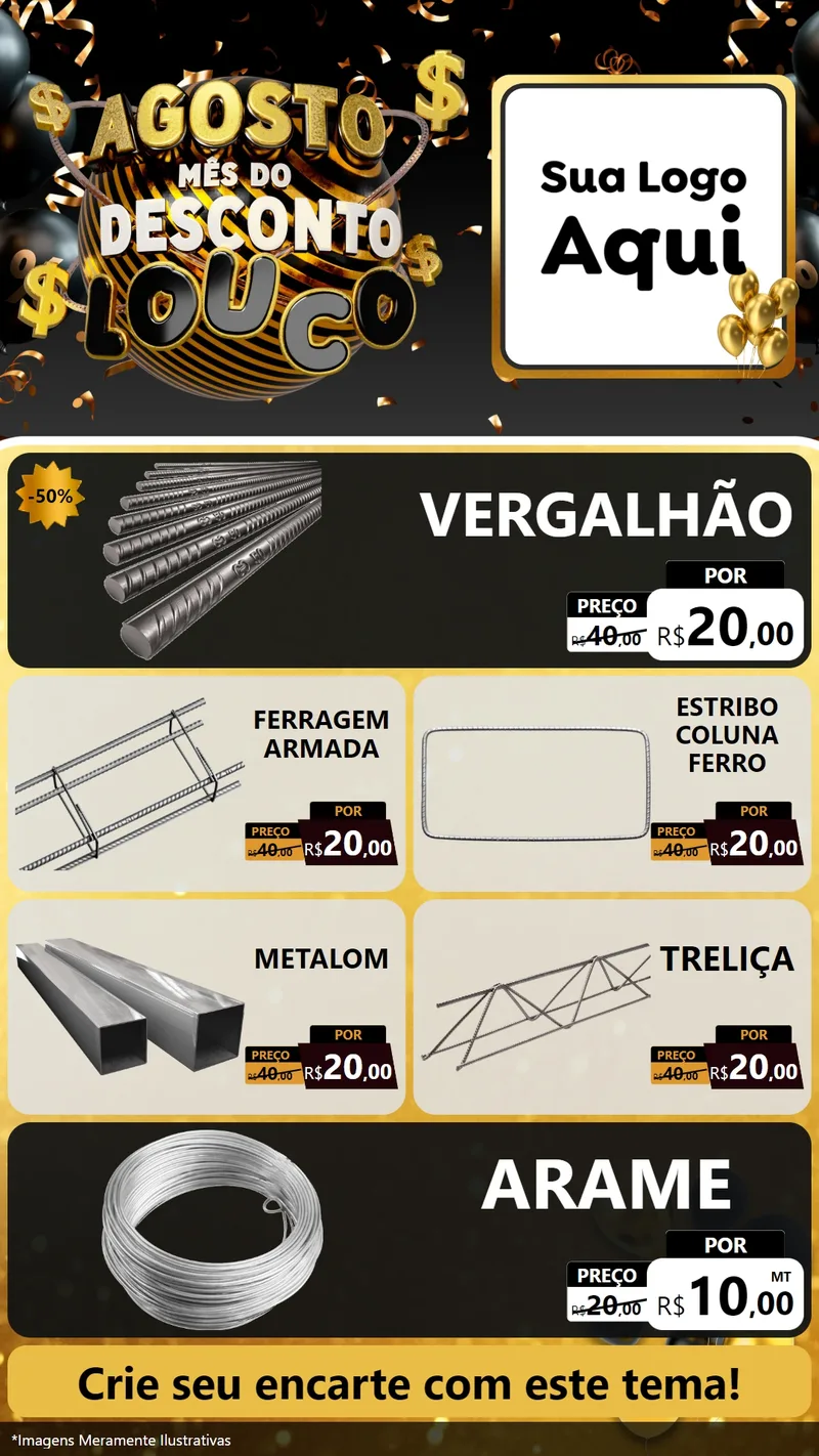 Modelo de TV para TV Vertical com o tema Agosto Mês do Desconto Louco para Ferragens