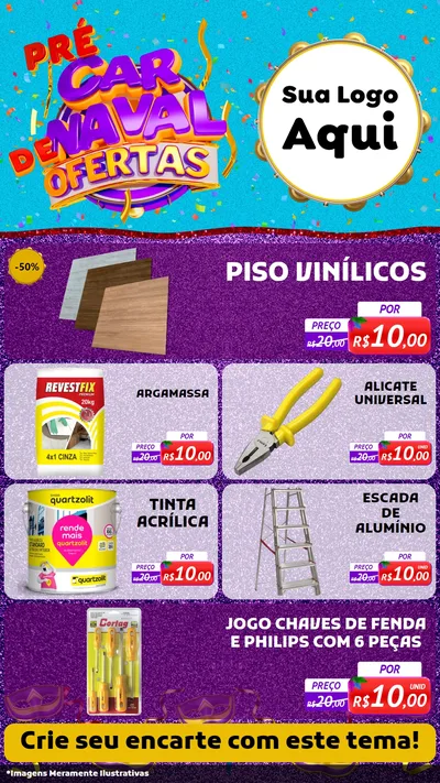 Modelo de TV para TV Vertical com o tema Pré Carnaval de Ofertas para Material para Construção