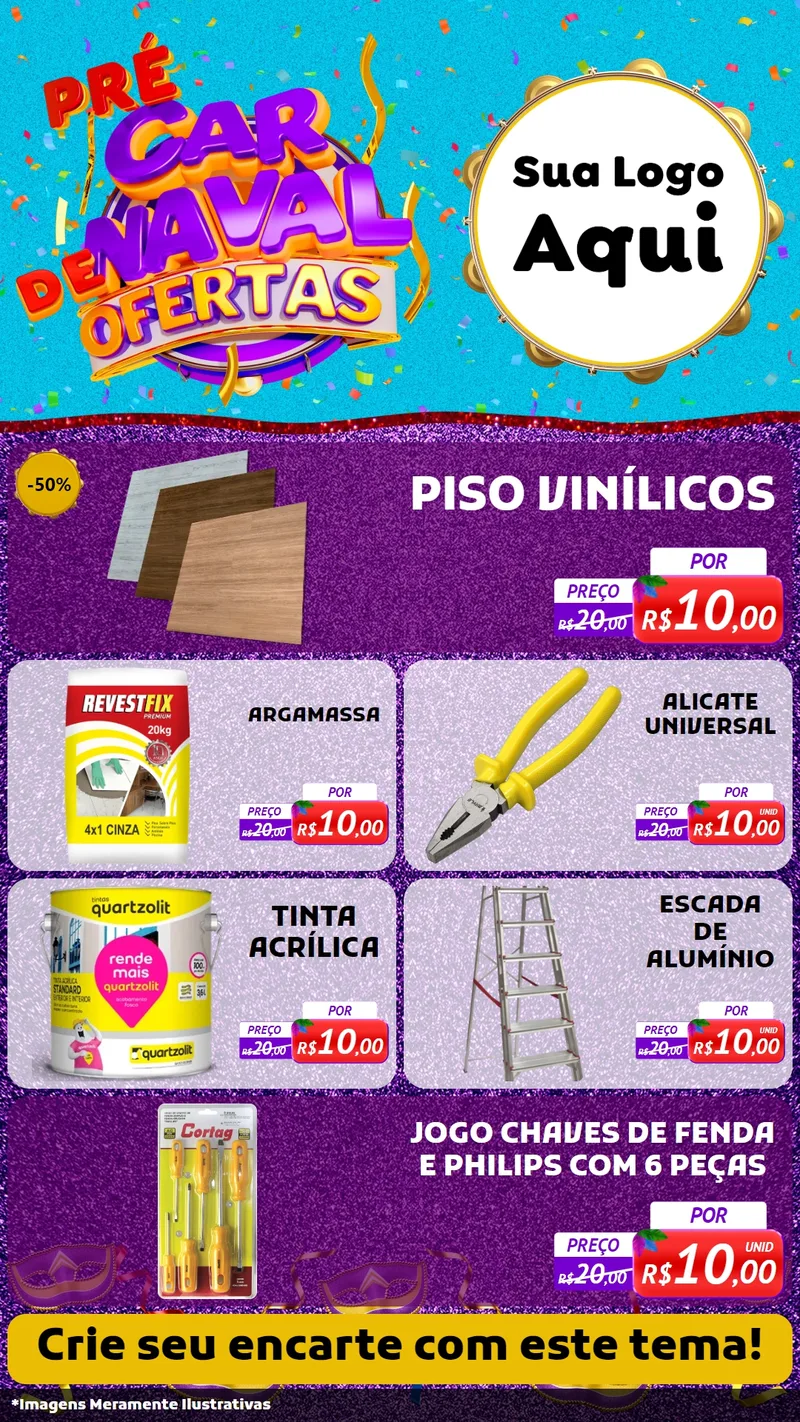 Modelo de TV para TV Vertical com o tema Pré Carnaval de Ofertas para Material para Construção