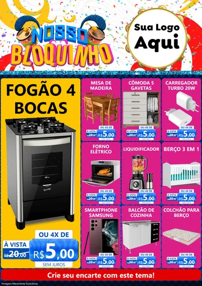 Modelo de Encarte para Encarte A4 Vertical com o tema Nosso Bloquinho para Móveis e Eletro