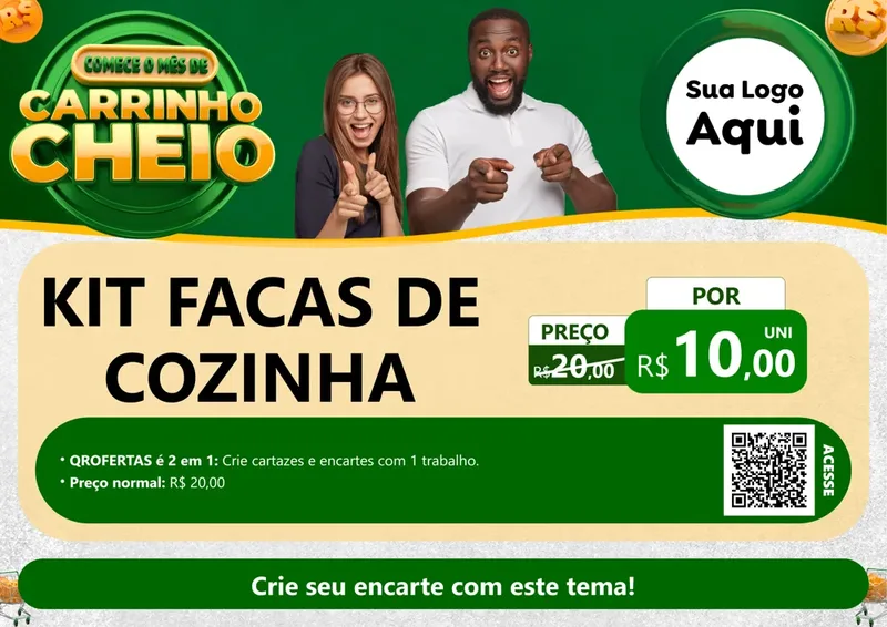 Modelo de Cartaz para Cartaz A4 Horizontal com o tema Carrinho Cheio para Utilidades Domésticas