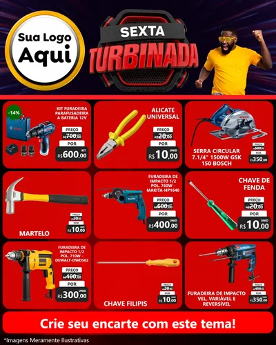 Modelo de Rede Social para Feed Instagram com o tema Sexta Turbinada para Maquinas e Ferramentas