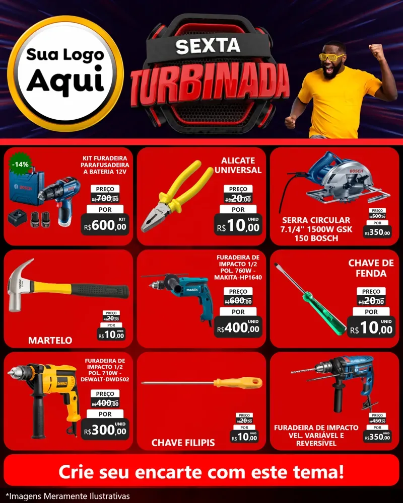 Modelo de Rede Social para Feed Instagram com o tema Sexta Turbinada para Maquinas e Ferramentas