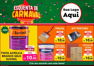 Modelo de Encarte para Encarte A4 Horizontal com o tema Esquenta de Carnaval para Tintas e Ferramentas