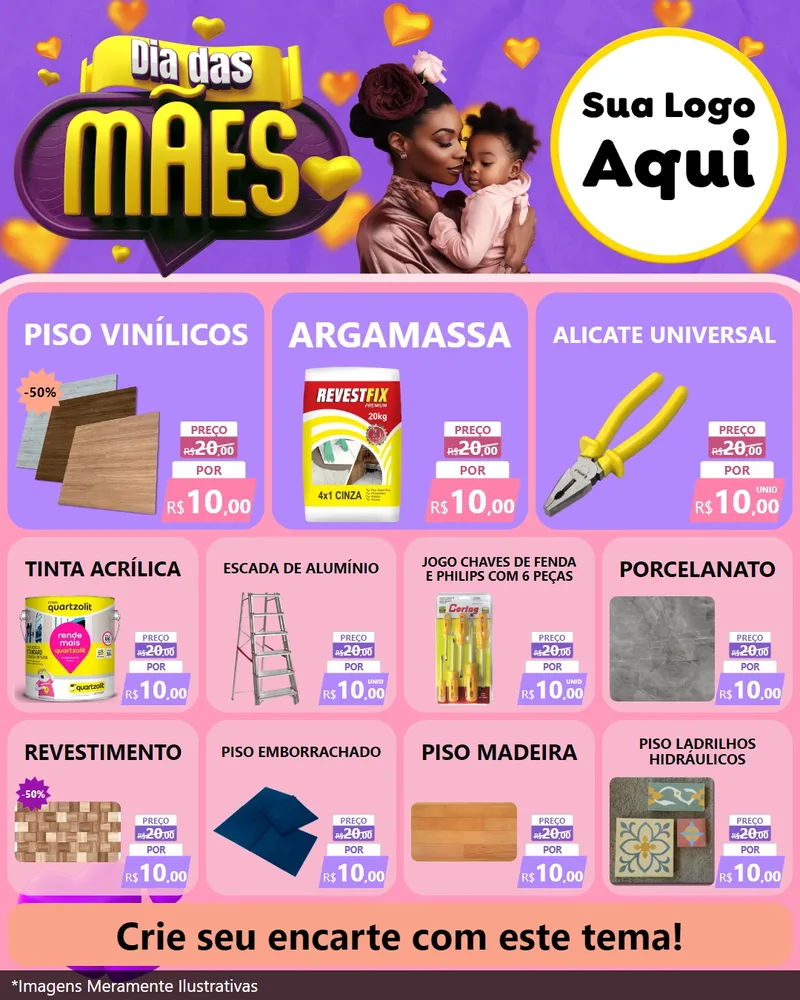 Modelo de Rede Social para Feed Instagram com o tema Dia das Mães para Material para Construção