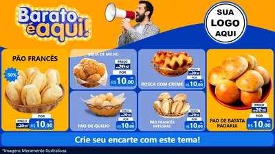 Modelo de TV para TV Horizontal com o tema Barato é aqui para Padaria