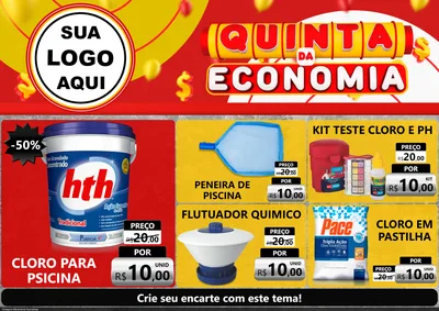 Modelo de Encarte para Encarte A4 Horizontal com o tema Quinta da Economia para Produtos para Piscina