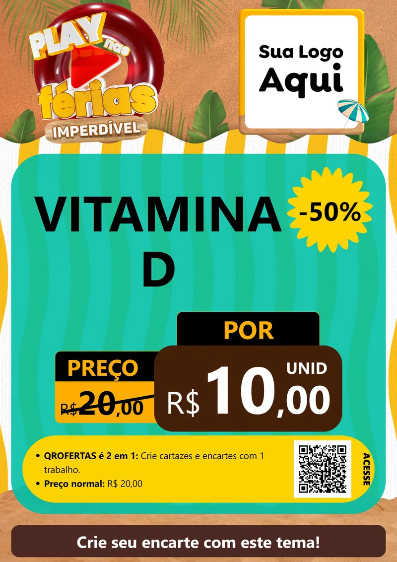 Modelo de Cartaz para Cartaz A4 Vertical com o tema Play Nas Férias Imperdível para Farmácia