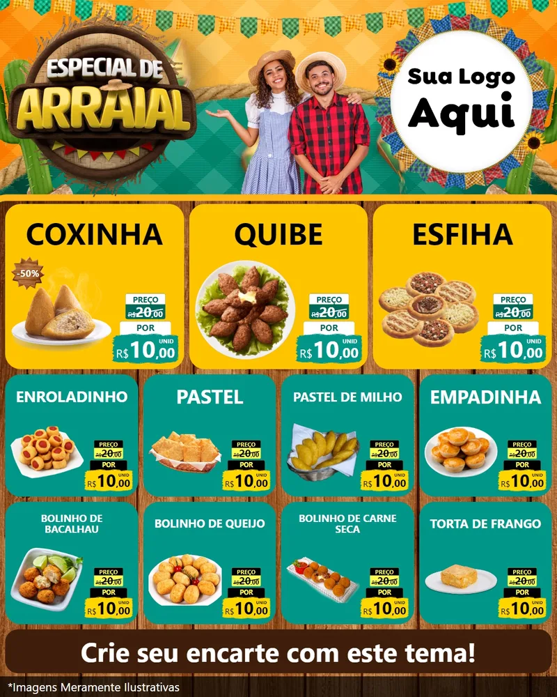Modelo de Rede Social para Feed Instagram com o tema Especial De Arraial para Salgadaria