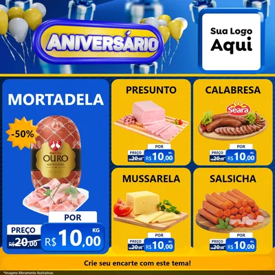 Modelo de Rede Social para Feed Facebook com o tema Aniversário para Frios e Laticínios