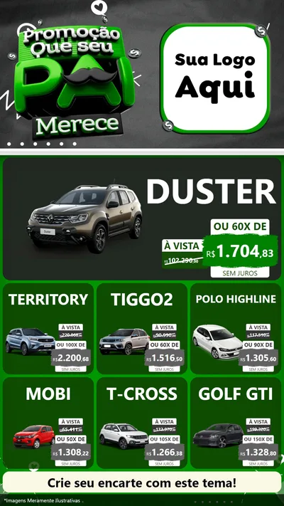 Modelo de Rede Social para Stories com o tema Promoção Que seu Pai Merece para Concessionaria de Carros