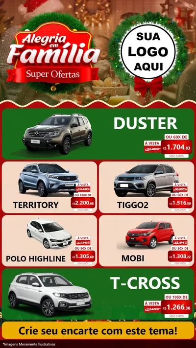 Modelo de TV para TV Vertical com o tema Alegria Em Família - Super Ofertas para Concessionaria de Carros