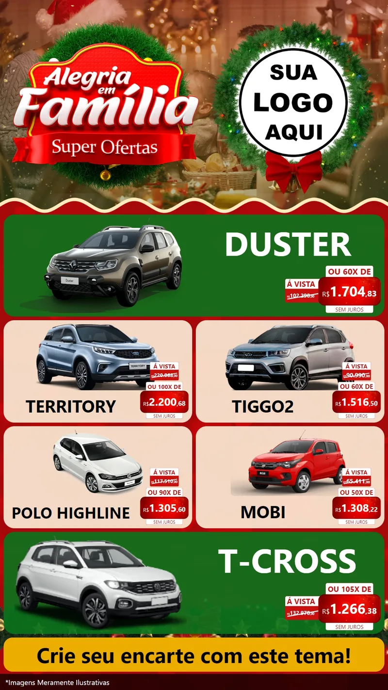 Modelo de TV para TV Vertical com o tema Alegria Em Família - Super Ofertas para Concessionaria de Carros