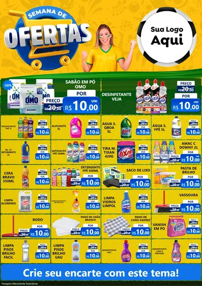 Modelo de Encarte para Encarte A4 Vertical com o tema Semana de Ofertas - Copa para Produtos de Limpeza