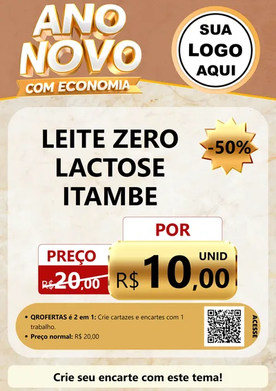 Modelo de Cartaz para Cartaz A4 Vertical com o tema Ano Novo Com Economia para Frios e Laticínios