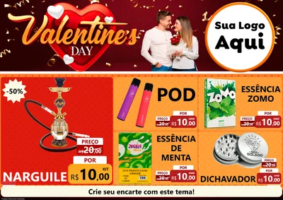 Modelo de Encarte para Encarte A4 Horizontal com o tema Valentine's Day para Tabacaria